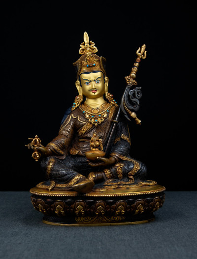 Padmasambhava - 10 inch 24k Part-gold Two-toned antique (1.2)