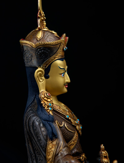 Padmasambhava - 10 inch 24k Part-gold Two-toned antique (1.2)