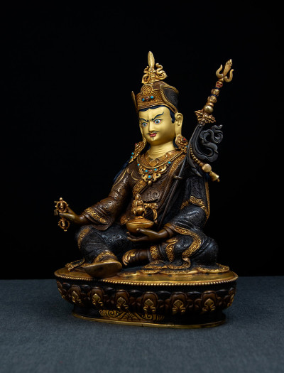 Padmasambhava - 10 inch 24k Part-gold Two-toned antique (1.2)
