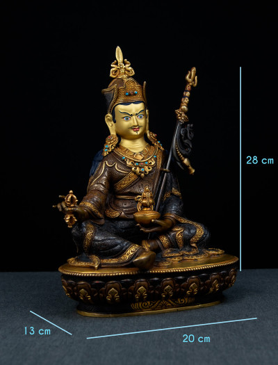 Padmasambhava - 10 inch 24k Part-gold Two-toned antique (1.2)