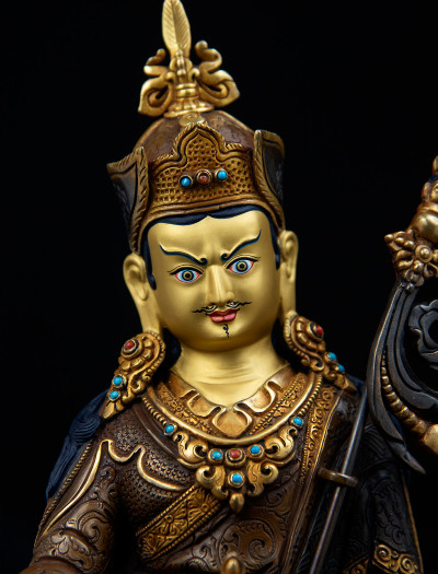 Padmasambhava - 10 inch 24k Part-gold Two-toned antique (1.2)