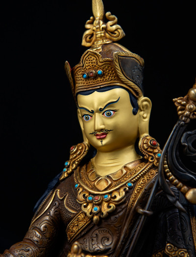 Padmasambhava - 10 inch 24k Part-gold Two-toned antique (1.2)