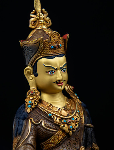 Padmasambhava - 10 inch 24k Part-gold Two-toned antique (1.2)