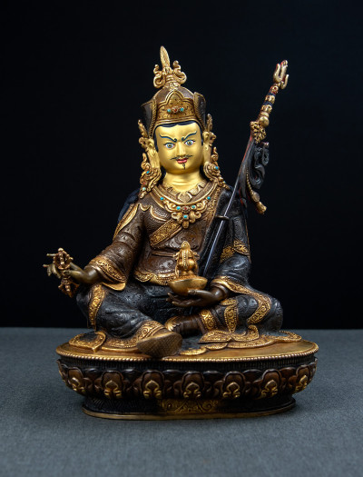 Padmasambhava - 10 inch 24k Part-gold Two-toned antique 