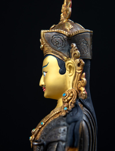 Padmasambhava - 10 inch 24k Part-gold Two-toned antique 