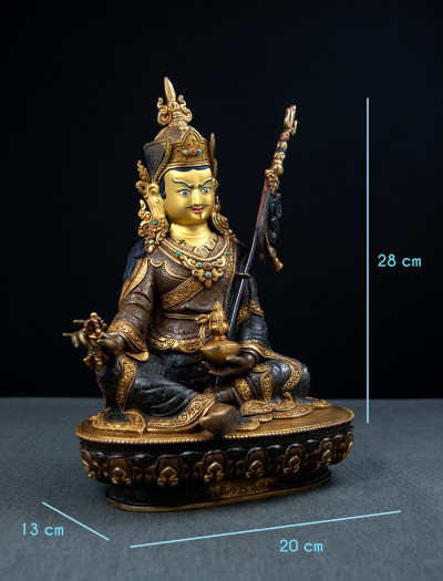 Padmasambhava - 10 inch 24k Part-gold Two-toned antique 