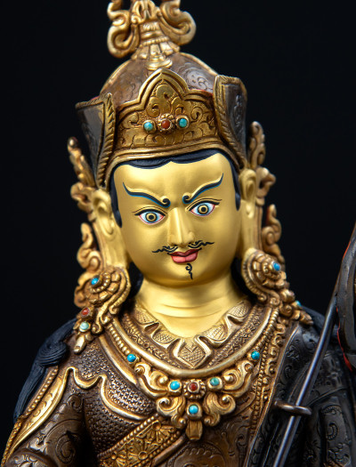 Padmasambhava - 10 inch 24k Part-gold Two-toned antique 