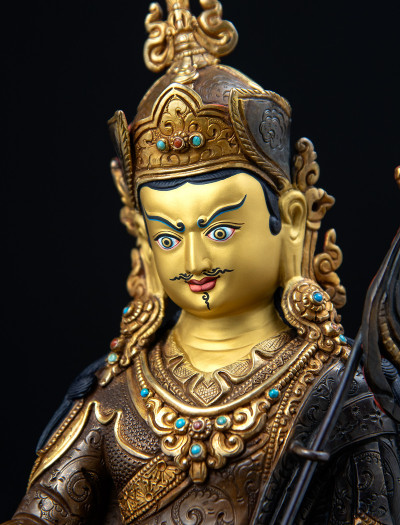 Padmasambhava - 10 inch 24k Part-gold Two-toned antique 