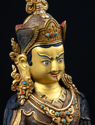 Padmasambhava - 10 inch 24k Part-gold Two-toned antique 