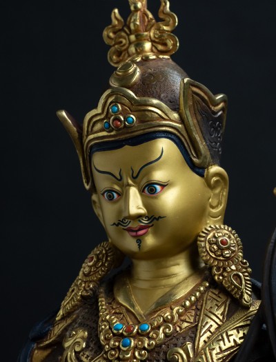 Padmasambhava- 12 inch Part-gold Two-toned antique