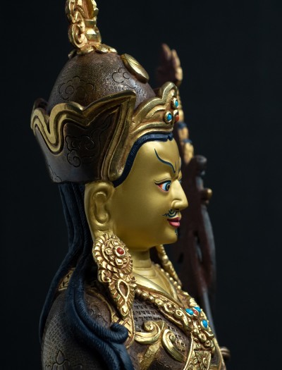 Padmasambhava- 12 inch Part-gold Two-toned antique