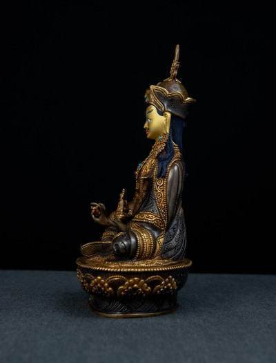 Padmasambhava- 8 inch 24k Part-gold two-toned antique 