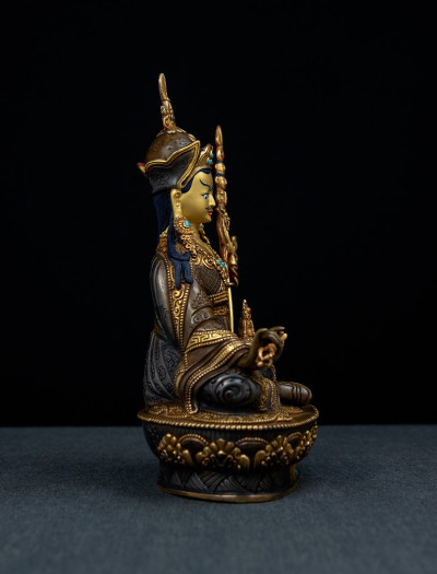 Padmasambhava- 8 inch 24k Part-gold two-toned antique 