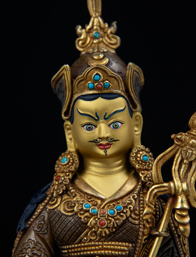 Padmasambhava- 8 inch 24k Part-gold two-toned antique 