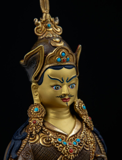 Padmasambhava- 8 inch 24k Part-gold two-toned antique 