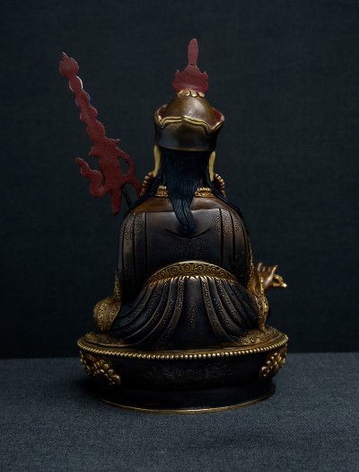 Padmasambhava- 8 inch 24k Part-gold two-toned antique