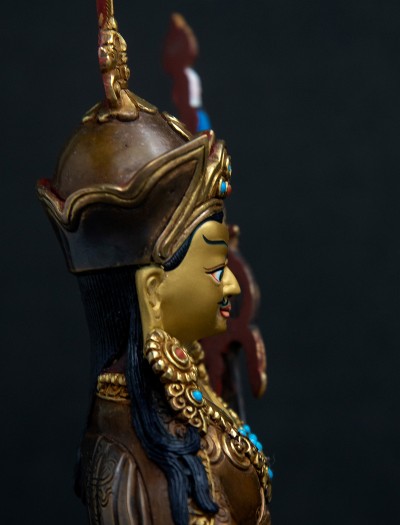 Padmasambhava- 8 inch 24k Part-gold two-toned antique