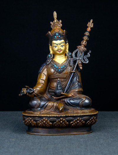 Padmasambhava - 8 inch Copper two-toned oxidized
