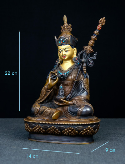 Choekling Padmasambhava- 8 inch Copper two-toned antique 