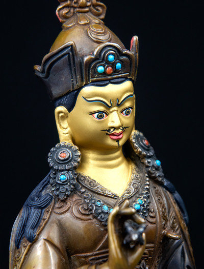Choekling Padmasambhava- 8 inch Copper two-toned antique 