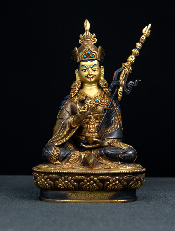 Choekling Padmasambhava- 8 inch 24k Part-gold two-toned antique 