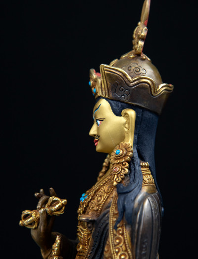 Choekling Padmasambhava- 8 inch 24k Part-gold two-toned antique 