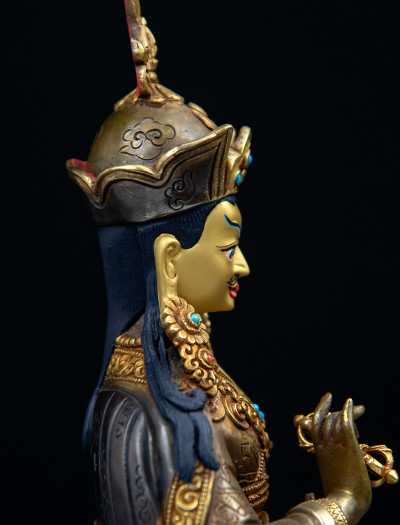 Choekling Padmasambhava- 8 inch 24k Part-gold two-toned antique 