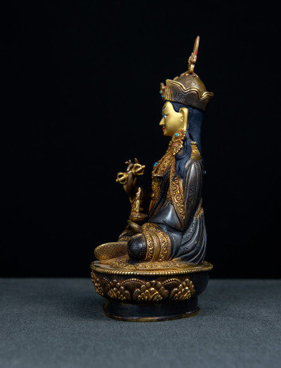 Choekling Padmasambhava- 8 inch 24k Part-gold two-toned antique 