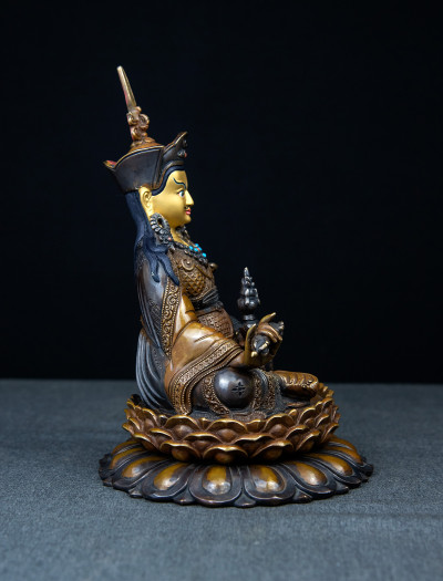 Padmasambhava- Double Lotus - 8 inch Copper two-toned antique