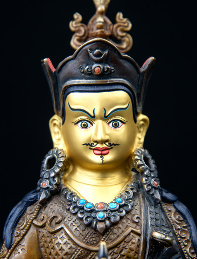 Padmasambhava- Double Lotus - 8 inch Copper two-toned antique