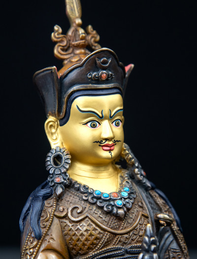 Padmasambhava- Double Lotus - 8 inch Copper two-toned antique