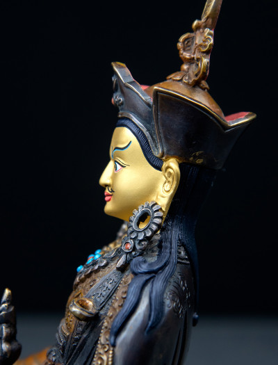 Padmasambhava- Double Lotus - 8 inch Copper two-toned antique