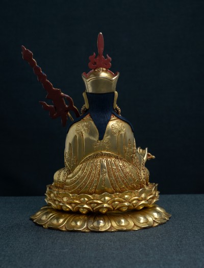 Padmasambhava- 8 inch double-lotus 24k Full-gold antique