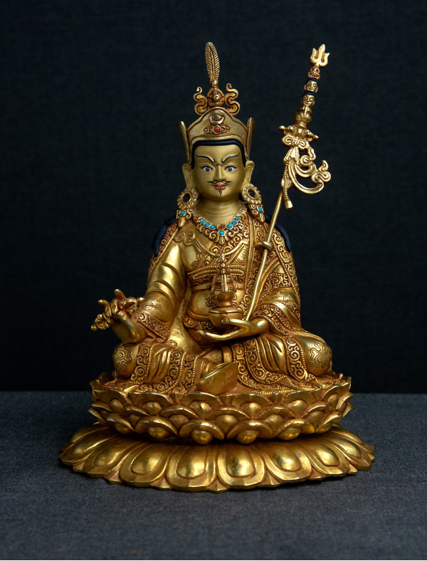 Padmasambhava- 8 inch double-lotus 24k Full-gold antique (1.1)