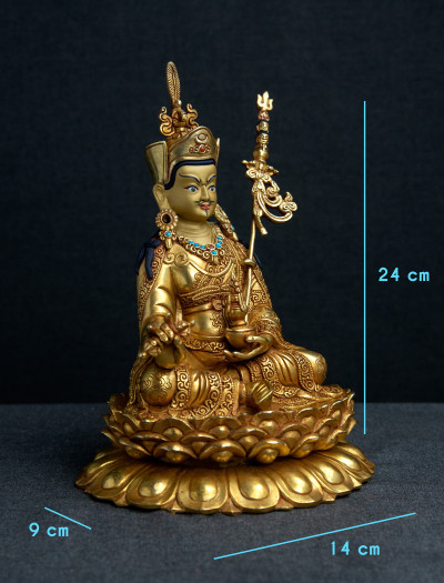 Padmasambhava- 8 inch double-lotus 24k Full-gold antique (1.1)