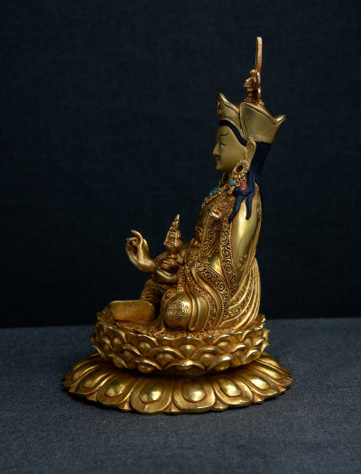 Padmasambhava- 8 inch double-lotus 24k Full-gold antique (1.1)