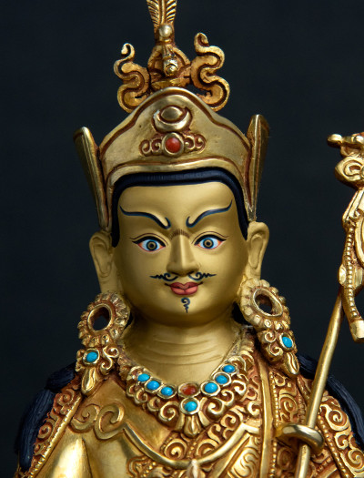 Padmasambhava- 8 inch double-lotus 24k Full-gold antique (1.1)