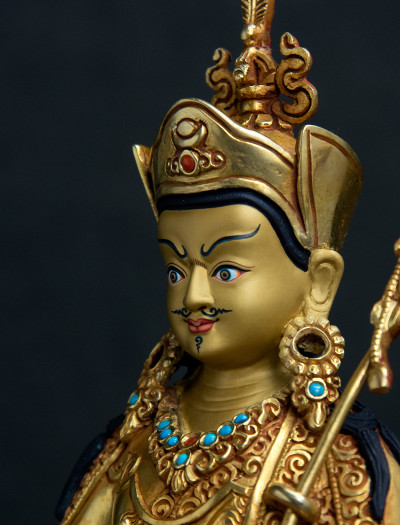 Padmasambhava- 8 inch double-lotus 24k Full-gold antique (1.1)