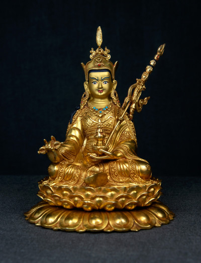 Padmasambhava-  8 inch double-lotus 24k Full-gold antique (1.2)