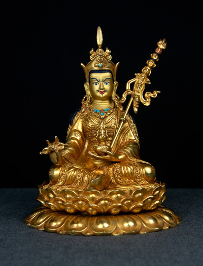 Padmasambhava- 8 inch double-lotus 24k Full-gold antique (1.2)