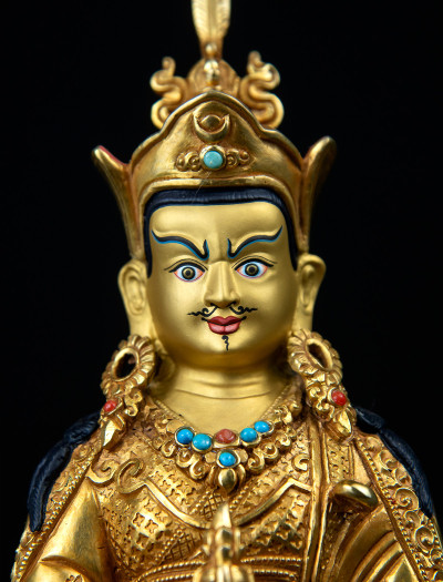 Padmasambhava- 8 inch double-lotus 24k Full-gold antique (1.2)