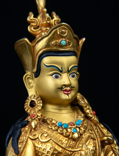 Padmasambhava- 8 inch double-lotus 24k Full-gold antique (1.2)