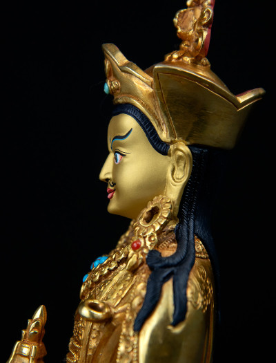 Padmasambhava- 8 inch double-lotus 24k Full-gold antique (1.2)