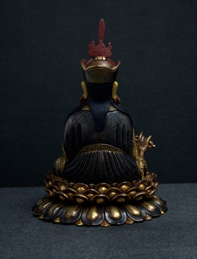 Padmasambhava- Double Lotus - 8 inch 24k Part-gold two-toned antique
