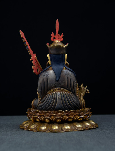 Padmasambhava- Double Lotus - 8 inch 24k Part-gold two-toned antique (1.2)