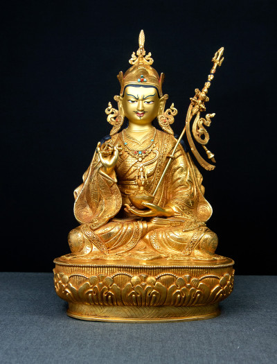 Guru Padmasambhava- 12 inch 24k Full-gold antique 