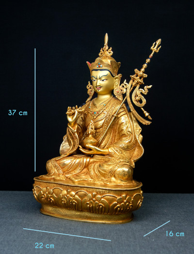 Guru Padmasambhava- 12 inch 24k Full-gold antique 