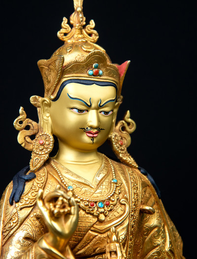 Guru Padmasambhava- 12 inch 24k Full-gold antique 
