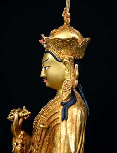 Guru Padmasambhava- 12 inch 24k Full-gold antique 