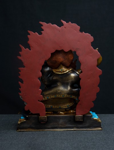 Two-armed Mahakala- 8 inch 24k Part-gold two-toned antique
